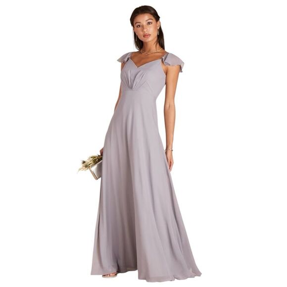 Birdy Grey Dresses & Skirts - NWT Birdy Grey Silver Kae Chiffon Full Length Flutter Sleeve